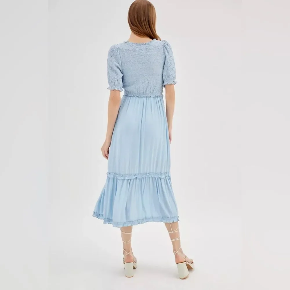 NWT Urban Outfitters Twee Picnic Time Midi Dress Blue